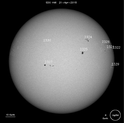 Vergleichsbild: 21.04.2015, Bild: NASA/ESA SDO/AIA/HMI/EVE