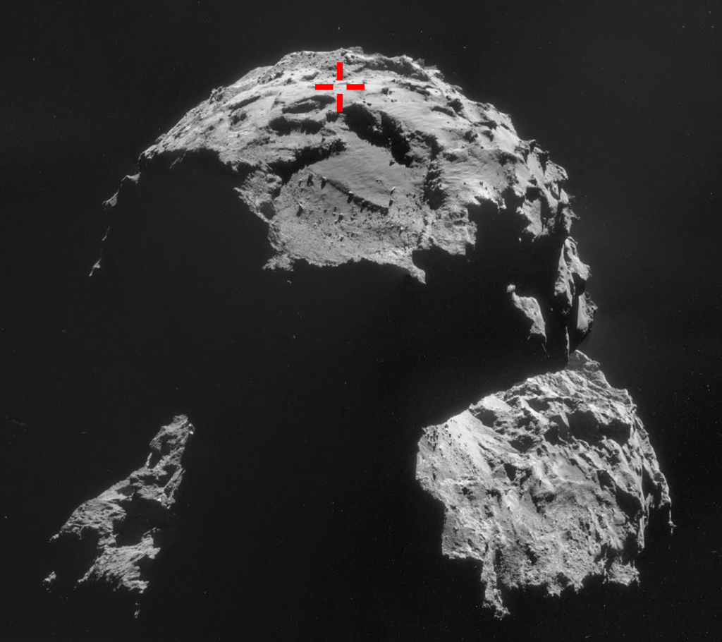 Landeposition von Philae beim Erstkontakt
